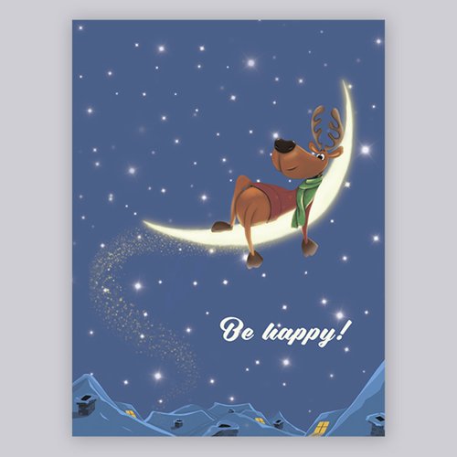 Postcard Deer in the moon, size 10x15 cm 10994-mintbird photo