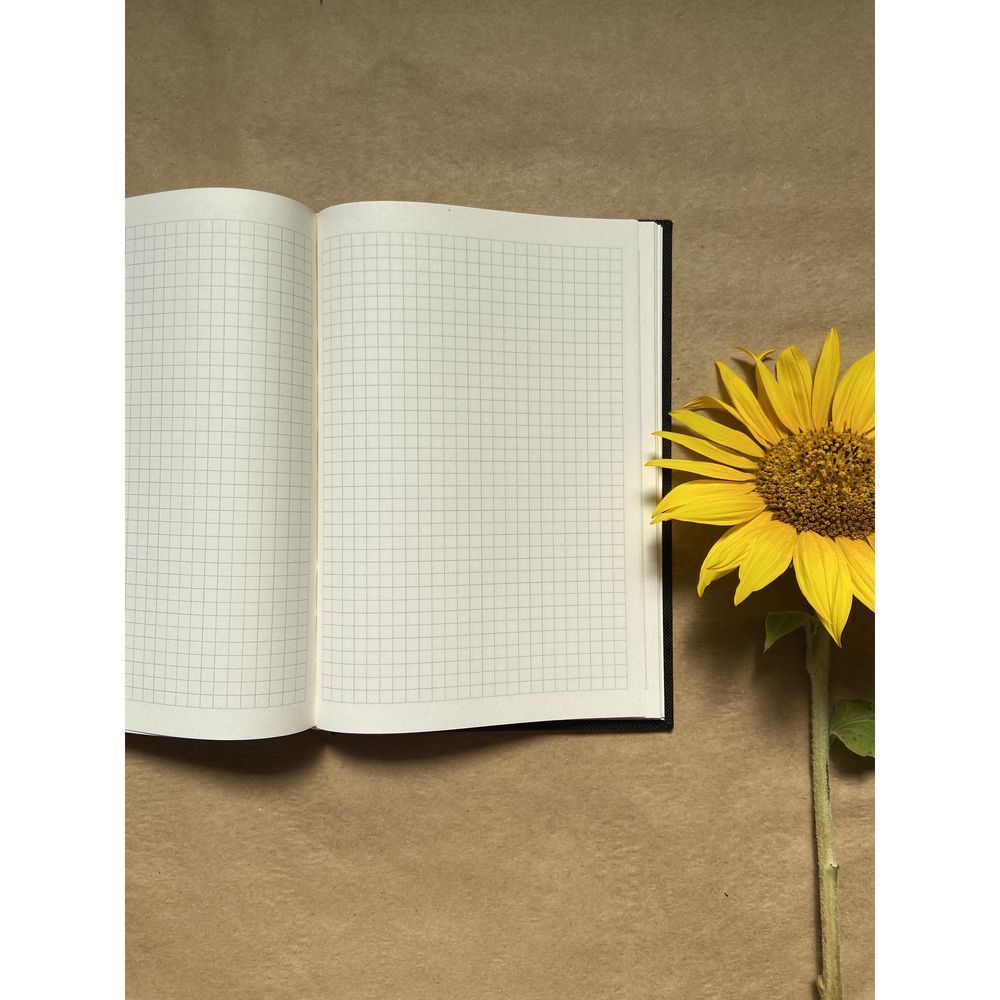 Notebook with embroidery black Lion yellow checkered pattern 15x21.5 cm 80 sheets Yaryna Chorna 10143-yach photo
