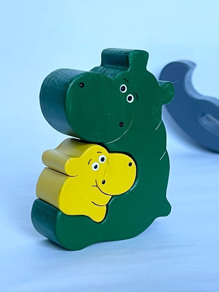 Wooden puzzle - swing Hippos mom and baby Pan Kokos 23166-pan-kokos photo