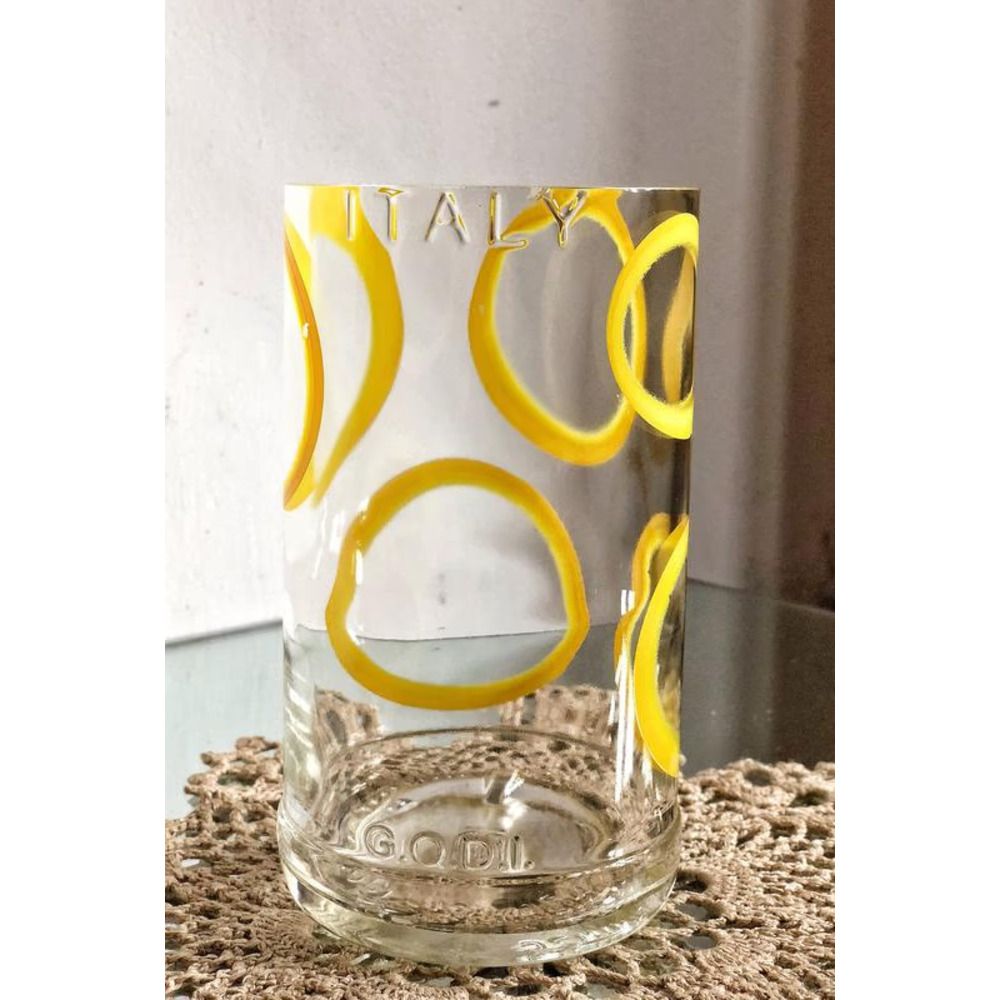 Прозора ваза з різнокольоровими бульбашками з використаної та врятованої скляної пляшки 17250-lay-bottle фото