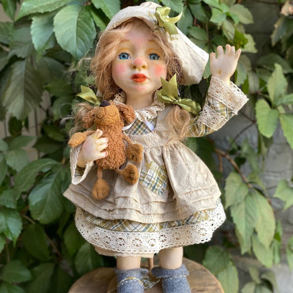 Handmade doll "Lesya with a dog" 20332-bila-raisa photo