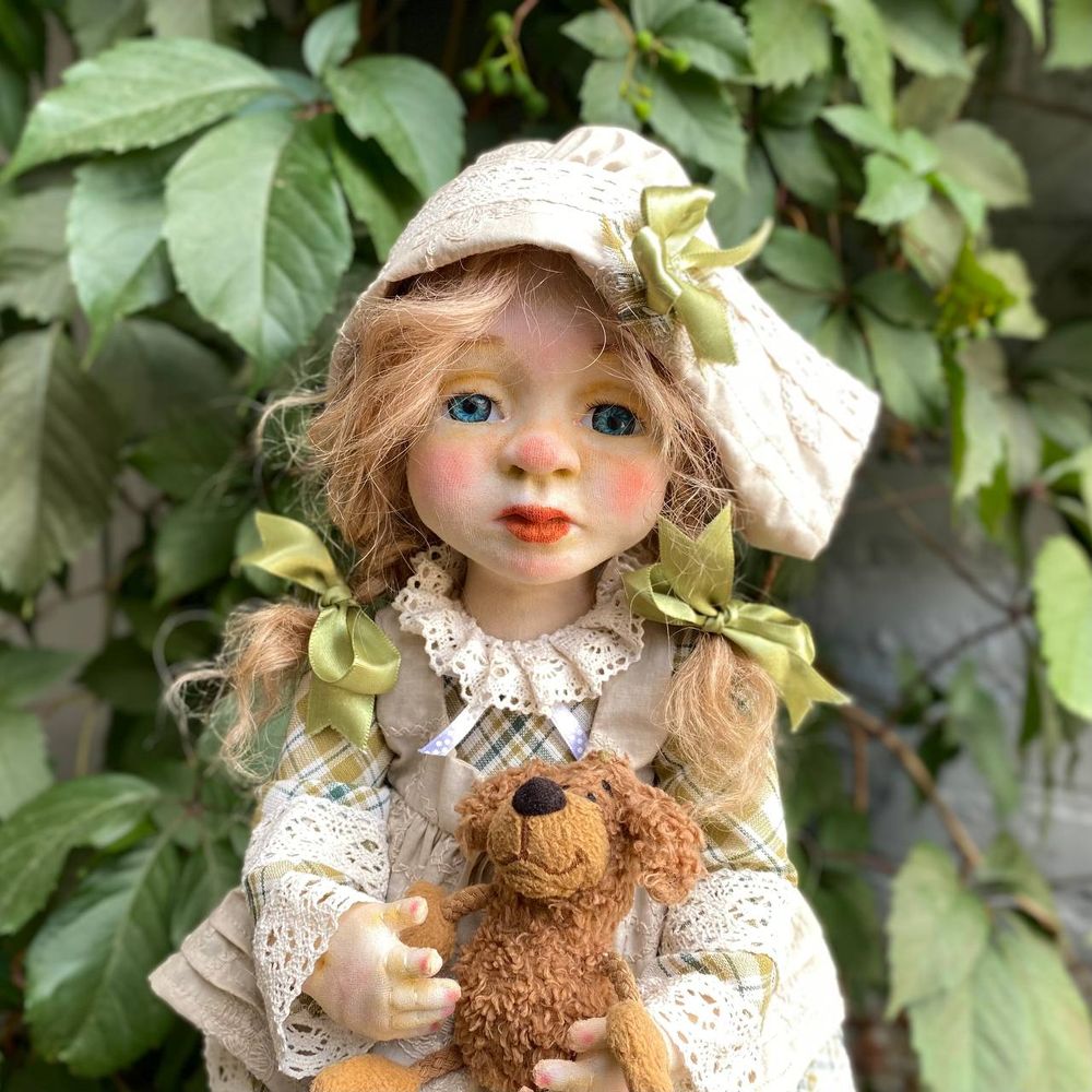 Handmade doll "Lesya with a dog" 20332-bila-raisa photo