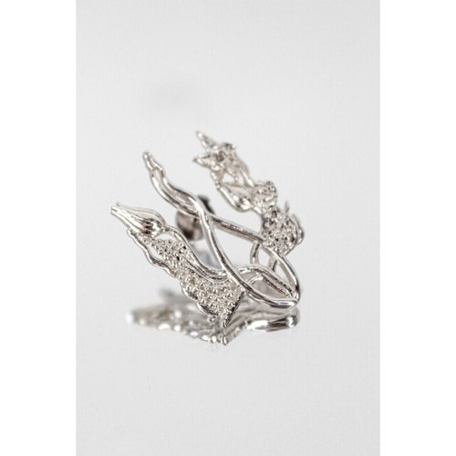 Брошка "Квітучий тризуб" (срібний з родієм) 13350-nigramadr фото