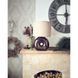 Ceramic table lamp on a brown shaped base in the shape of a bagel and a fabric lampshade 11887-yekeramika photo 2