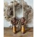 Pair of ceramic candlesticks with authentic flowers, 20 cm high, light brown 19100-yekeramika photo 1