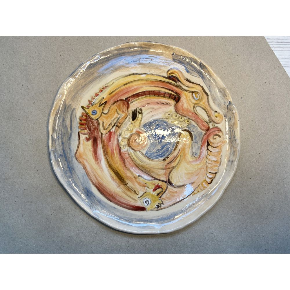 Тарілка "Скіфський Уроборос" охра, KAPSI, кераміка, ручна робота 13232-kapsi фото