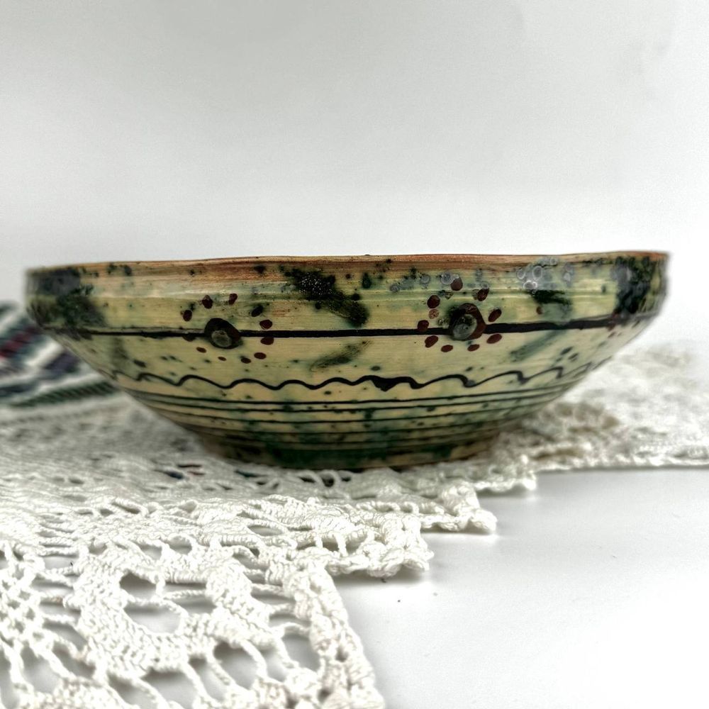 Handmade ceramic platterbowl Smotrych style with Autumn Bird motif Ceramics of Podillia 24161-keram-pod photo