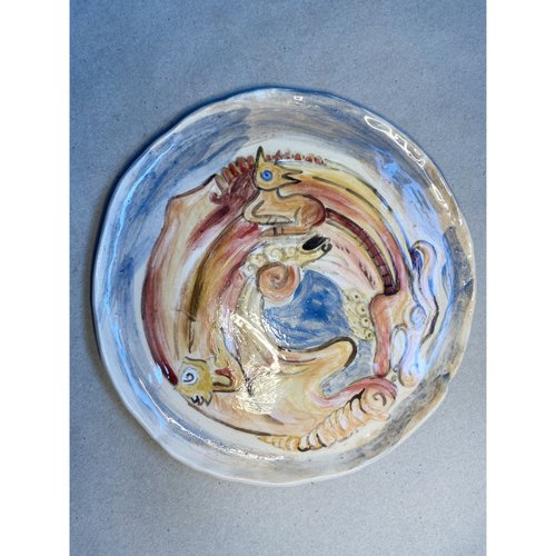 Plate Scythian Ouroboros ocher, KAPSI, ceramics, handmade 13232-kapsi photo