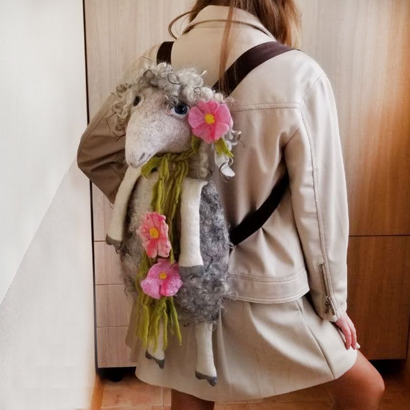 Рюкзак дитячий Овечка із натуральної вовни, 55х28 см 4623 фото