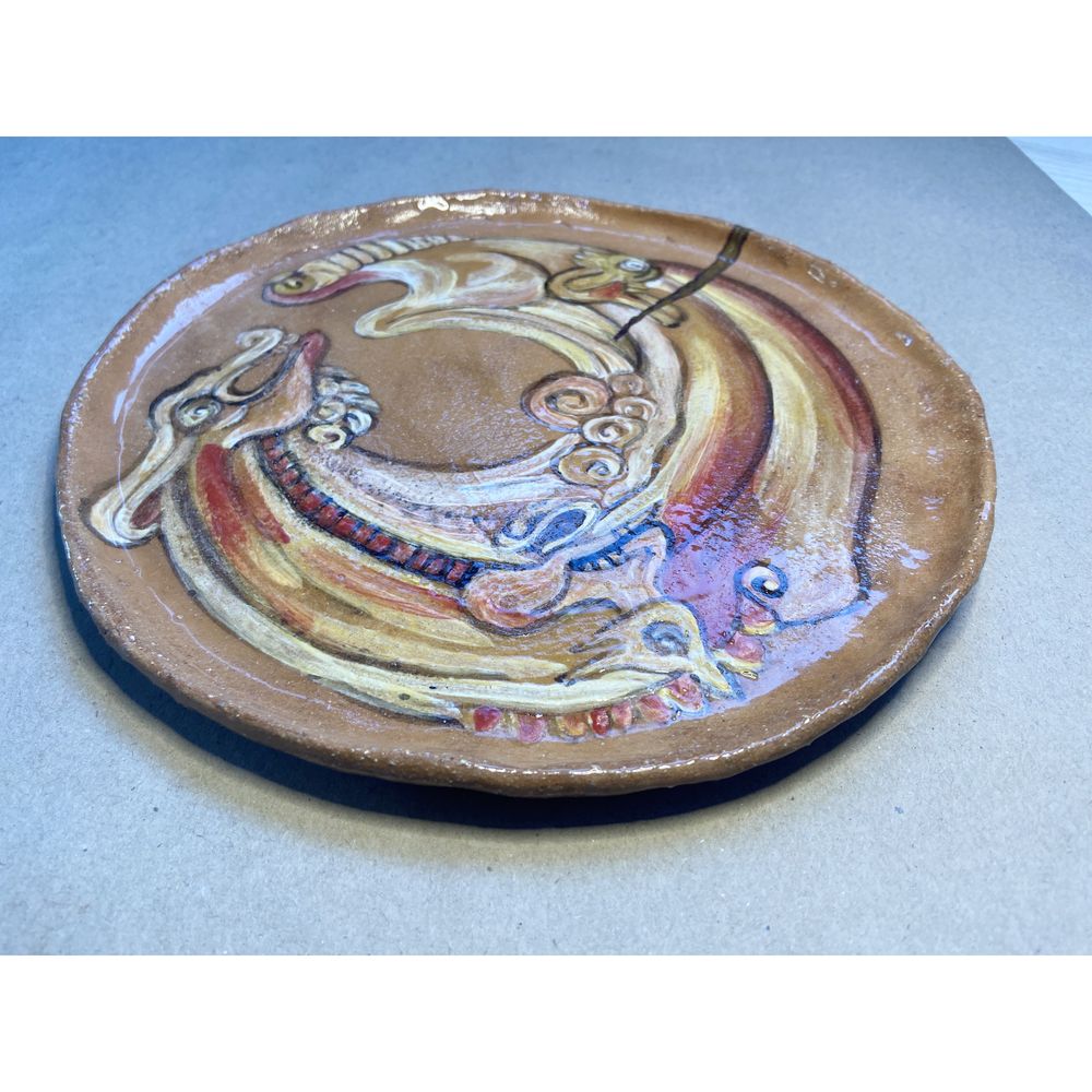 Plate Scythian Ouroboros sepia, KAPSI, ceramics, handmade 13233-kapsi photo