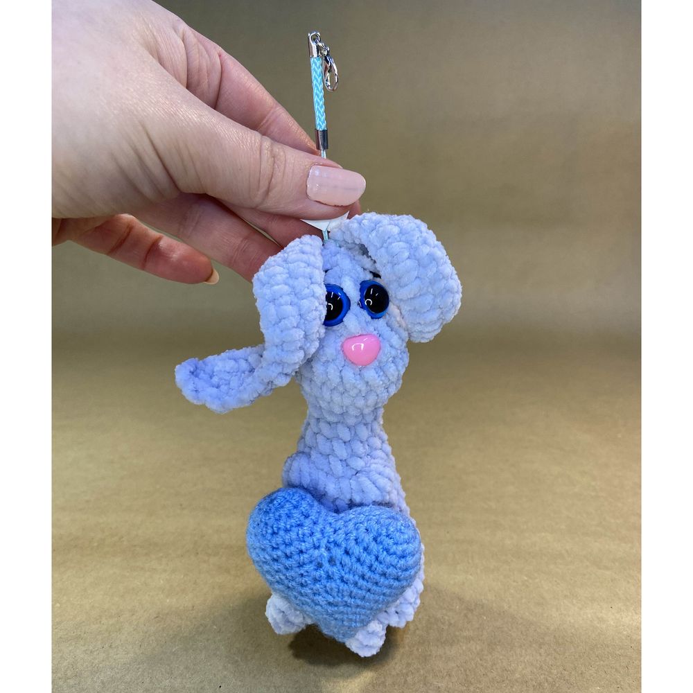 Брелок- іграшка плюшевий Зайка з сердцем, колір блакитний, розмір 15*7*7 см 11250-toypab фото