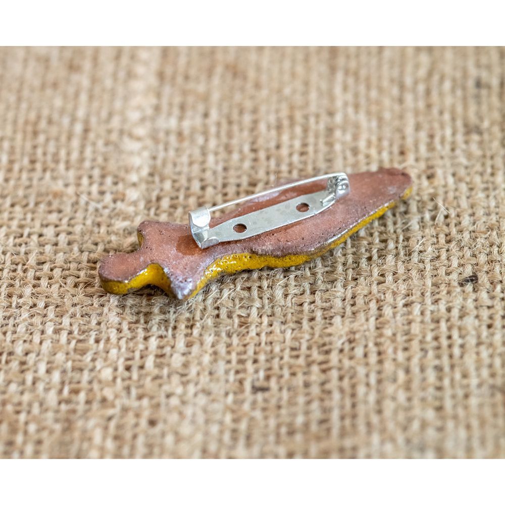 Ceramic brooch Trypil Mother Goddess with bichrome linear painting 6 cm Centaurida 14039-keramira photo