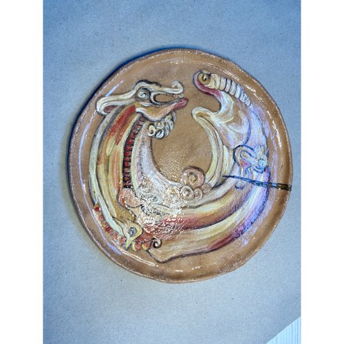 Тарілка "Скіфський Уроборос" сепія, KAPSI, кераміка, ручна робота 13233-kapsi фото