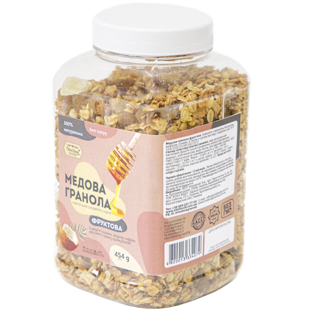Fruit granola in a plastic jar of 454 g «Oats&Honey» 19001-oats-honey photo