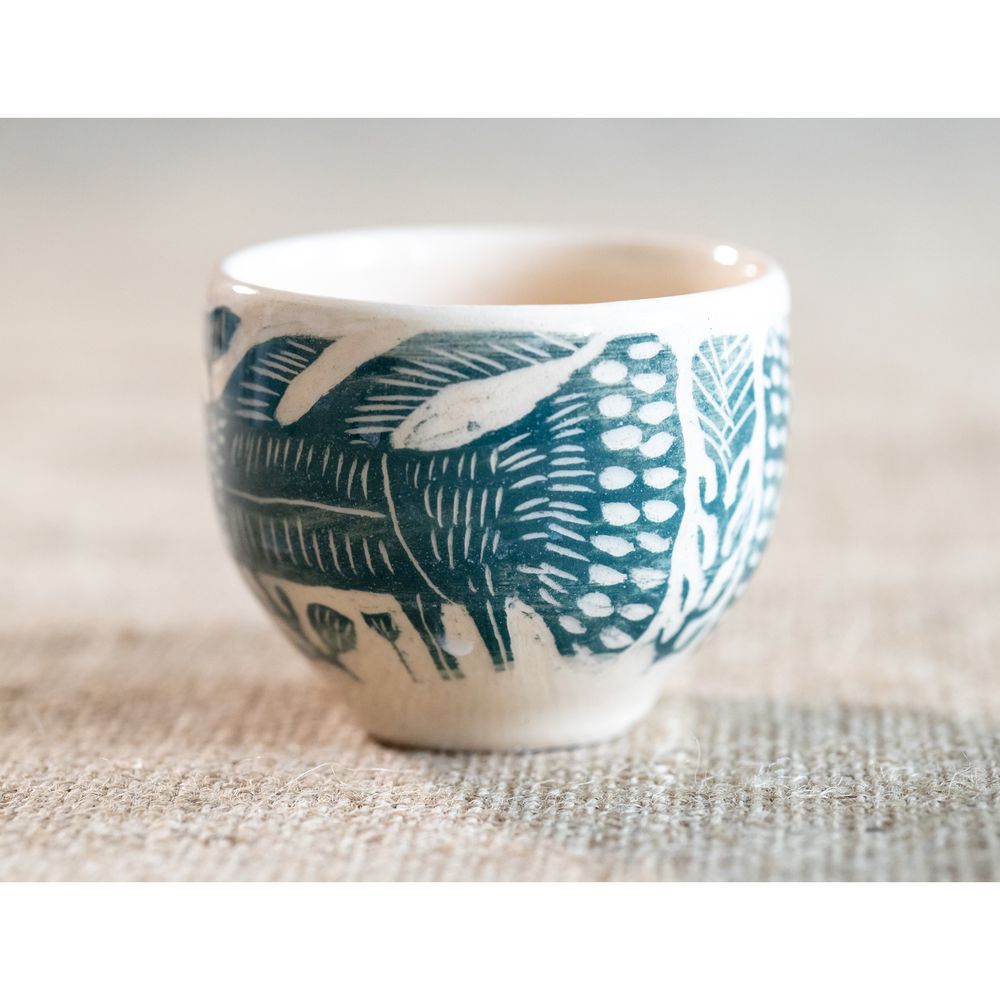 Ceramic bowl with hand-painted ancient animals, green, 150 ml, Centaurida + Keramira 14054-keramira photo