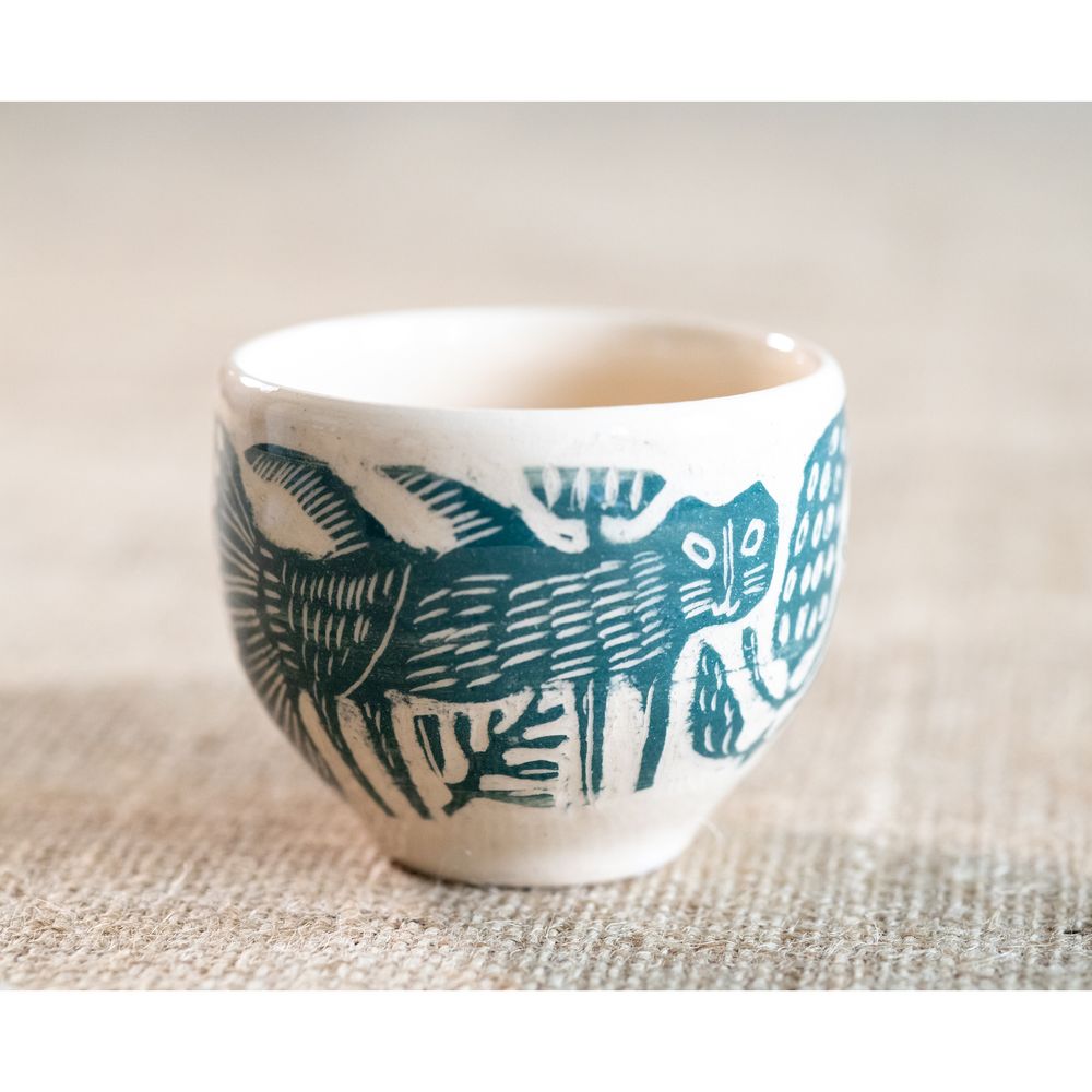 Ceramic bowl with hand-painted ancient animals, green, 150 ml, Centaurida + Keramira 14054-keramira photo