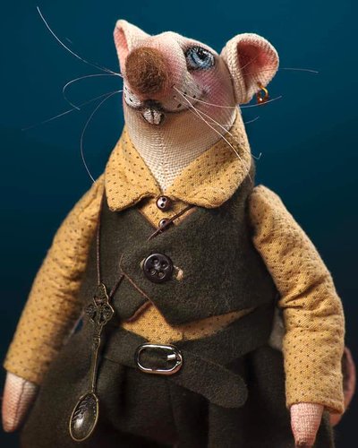 Текстильна інтер'єрна лялька миша пан Вайсбург іграшка ручної роботи 10180-ukrainochka фото