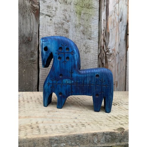 Дерев'яний коник "Зірка" синя, 18х18 см 11905-zerno фото