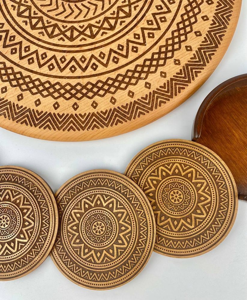 Set of serving boards and coasters for glasses 16146-tviykraft photo