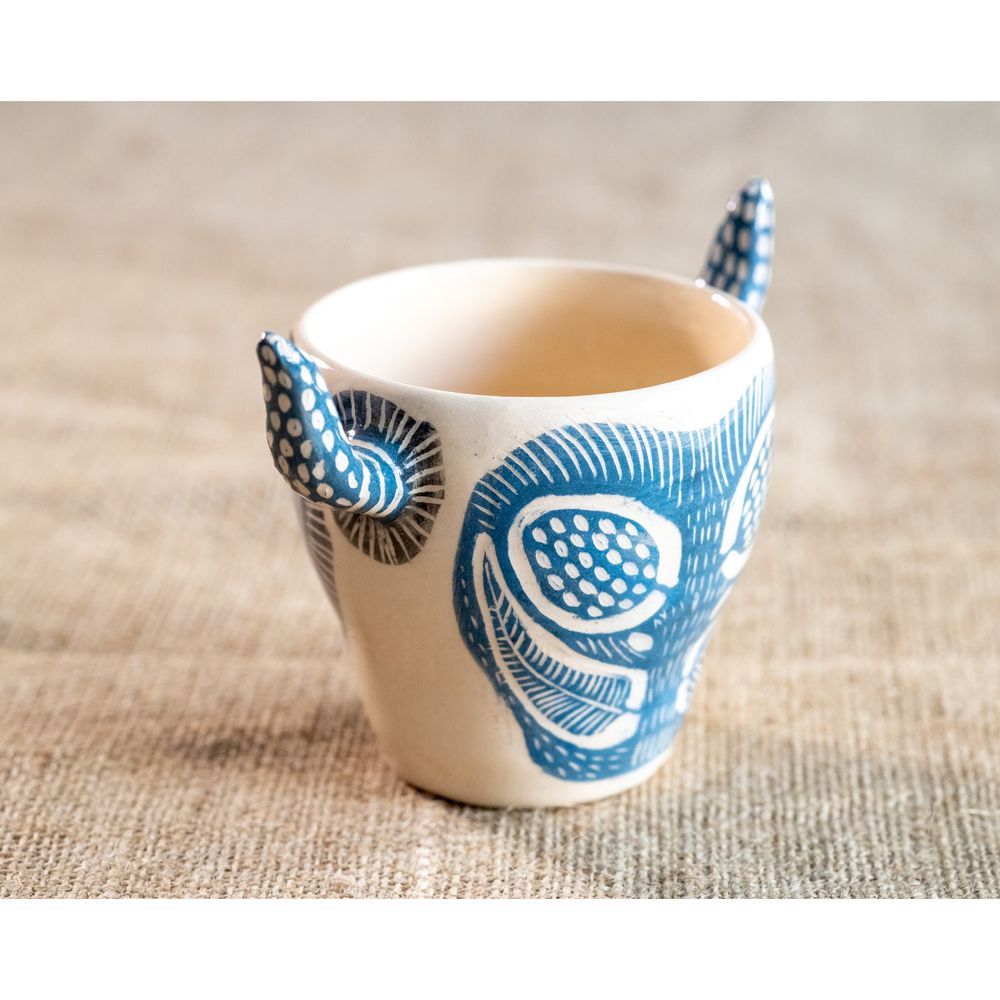 Чашка з ручним розписом і рогами Тур синій, 300 мл, Кентавріда + Keramira 13988-keramira фото