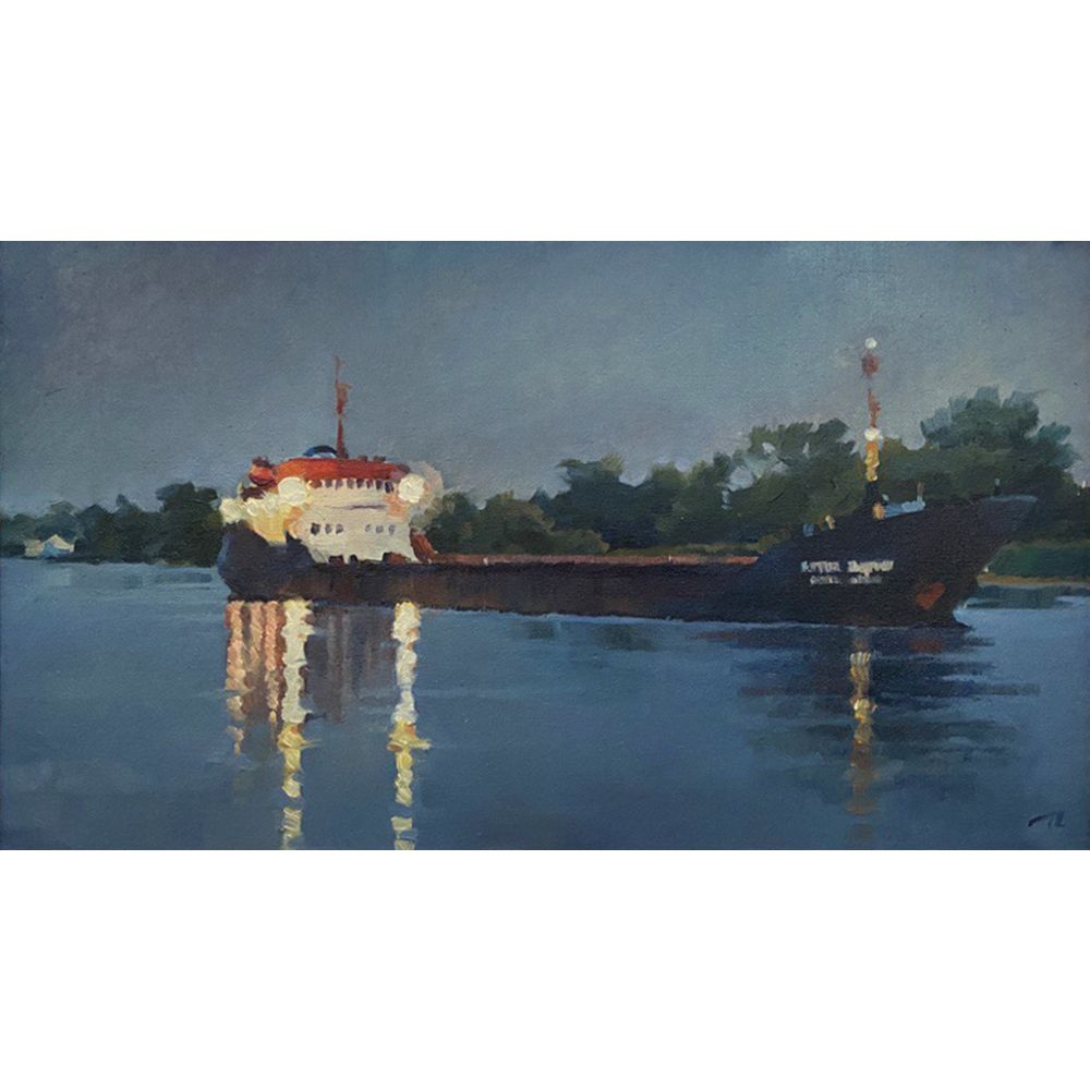 Painting "Evening on the Dnieper", Yuriy Pavlyuchenko, canvas, oil, 34x57, 2012 10248-PavlY photo