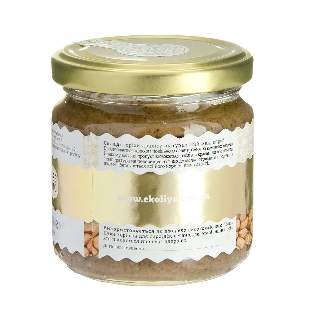Паста арахісова з медом та керобом 200 г «ECOLIYA» 18735-ecoliya фото