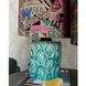 Пара настільних керамічних ламп на бірюзовій циліндрічній основі з ромбами та тканевими кольоровими абажурами висотою 47 см 19105-yekeramika фото 2