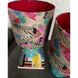 Пара настільних керамічних ламп на бірюзовій циліндрічній основі з ромбами та тканевими кольоровими абажурами висотою 47 см 19105-yekeramika фото 5