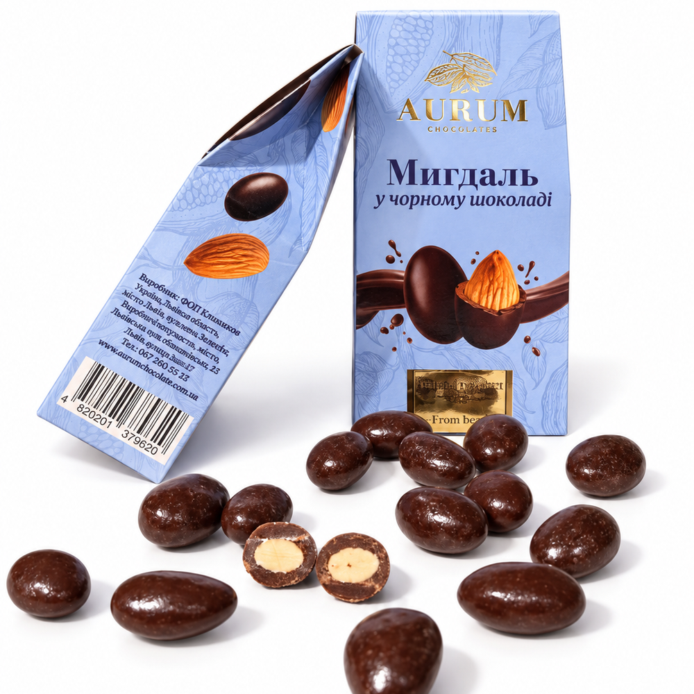 Almonds in dark chocolate (cardboard box, 100g) Aurum 24454-aurum photo