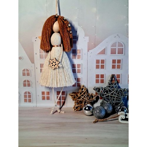 Лялька Мотанка з коричневим волоссям та сніжинкою 17404-motanka фото