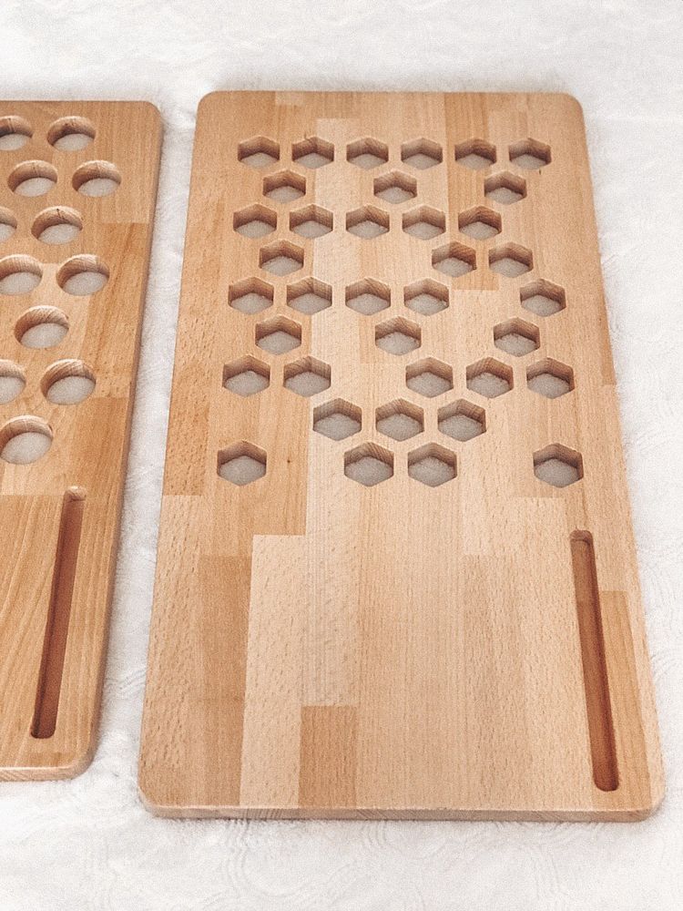 Stand for a laptop with holes in the form of honeycombs, large (Oak) 11202-woodluck photo