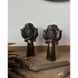A pair of ceramic candle holders with authentic flowers, 20 cm tall, in dark brown color 19106-yekeramika photo 3