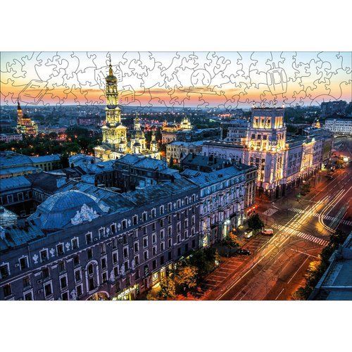 Дерев&rsquo;яний фігурний пазл Успенський Собор і центр Харкова 300 елементів 14613-upuzl фото