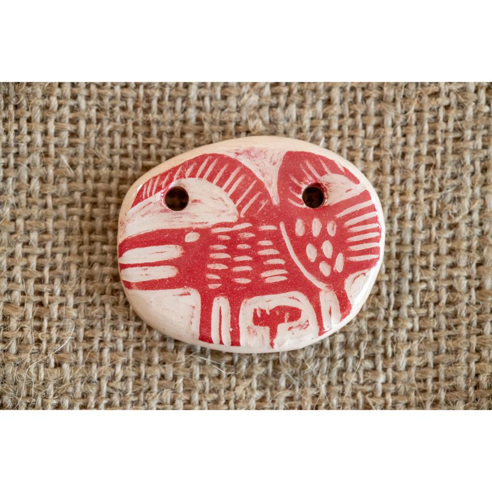 Ceramic pendant with hand-painted ancient animals terracotta, 4.5 cm, Centaurida + Keramira 14045-keramira photo