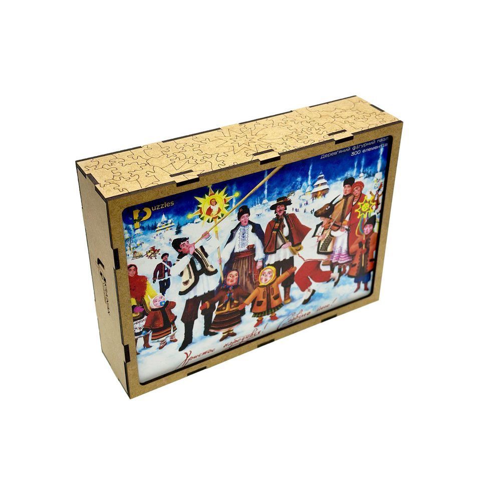 Дерев&rsquo;яний фігурний пазл Українське Різдво 300 елементів 14614-upuzl фото