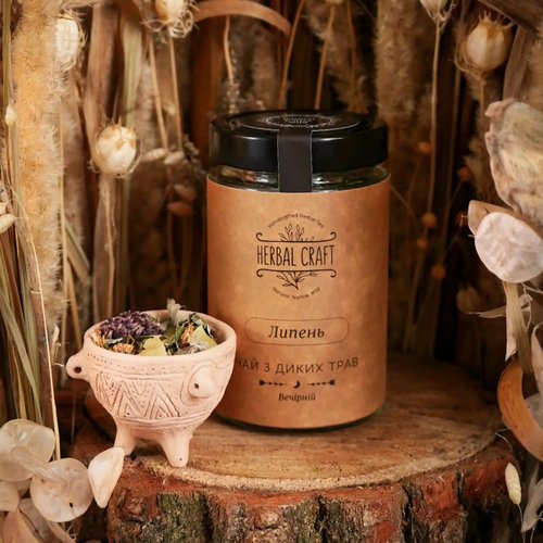 "Липень" (липа, материнка, чебрець, листя малини, червона конюшина) – вечірній чай з диких трав Herbalcraft 14264-herbalcraft фото