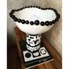 White and black ceramic table lamp with black balls on top of a white ceramic shade 11386-yekeramika photo 3