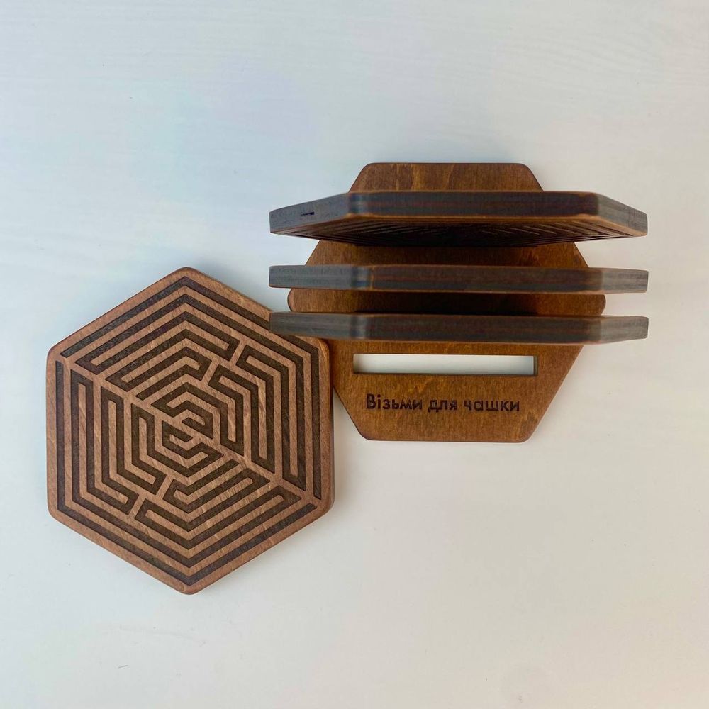 Set of hexagonal wooden bonfires 16135-tviykraft photo