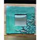 Ceramic square hanging mirror, turquoise-gray color with plant patterns in the corner, Size 25x25 cm 11889-yekeramika photo 1
