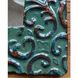 Ceramic square hanging mirror, turquoise-gray color with plant patterns in the corner, Size 25x25 cm 11889-yekeramika photo 2
