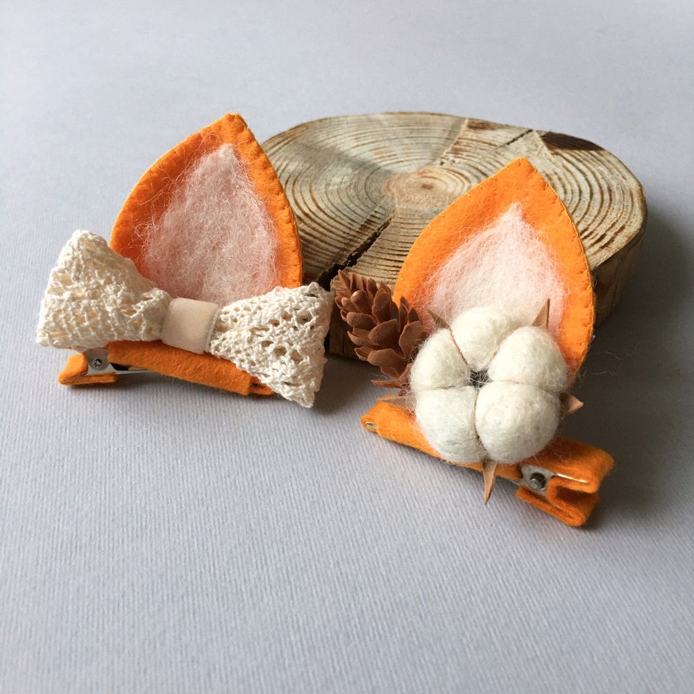 Заколка "Вушка лисички (пара)", колір Помаранчевий 11332-orange-mimiami фото