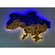 Дерев'яна мапа України на стіну, колір синьо-жовтий 1, 90х60 см, з підсвіткою, в картонній коробці 10073-blueyellow1-90x60-factura фото