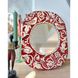 Дзеркало керамічне підвісне, червоного кольору з білим орнаментом, розмір 47х36 см 19110-yekeramika фото 2