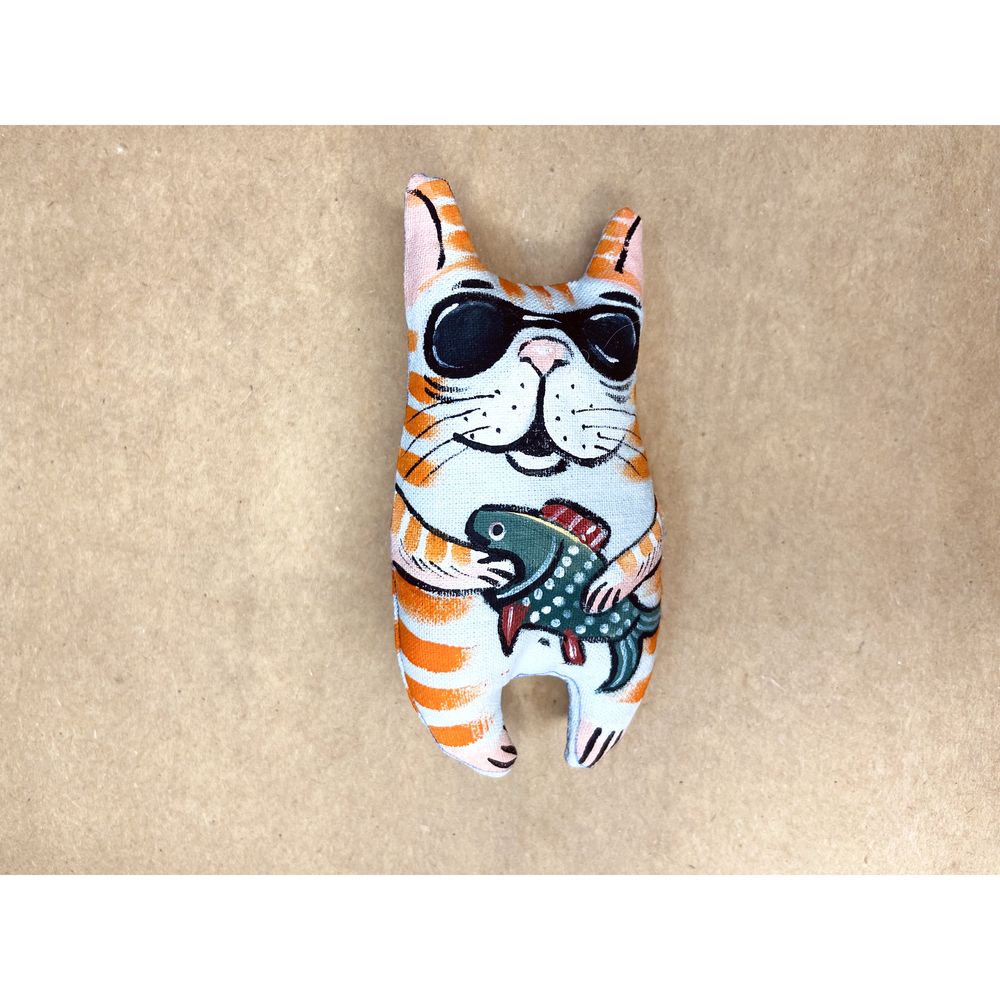 Іграшка Кіт з текстилю мальований, розмір 8 см 12770-zoiashyshkovska фото