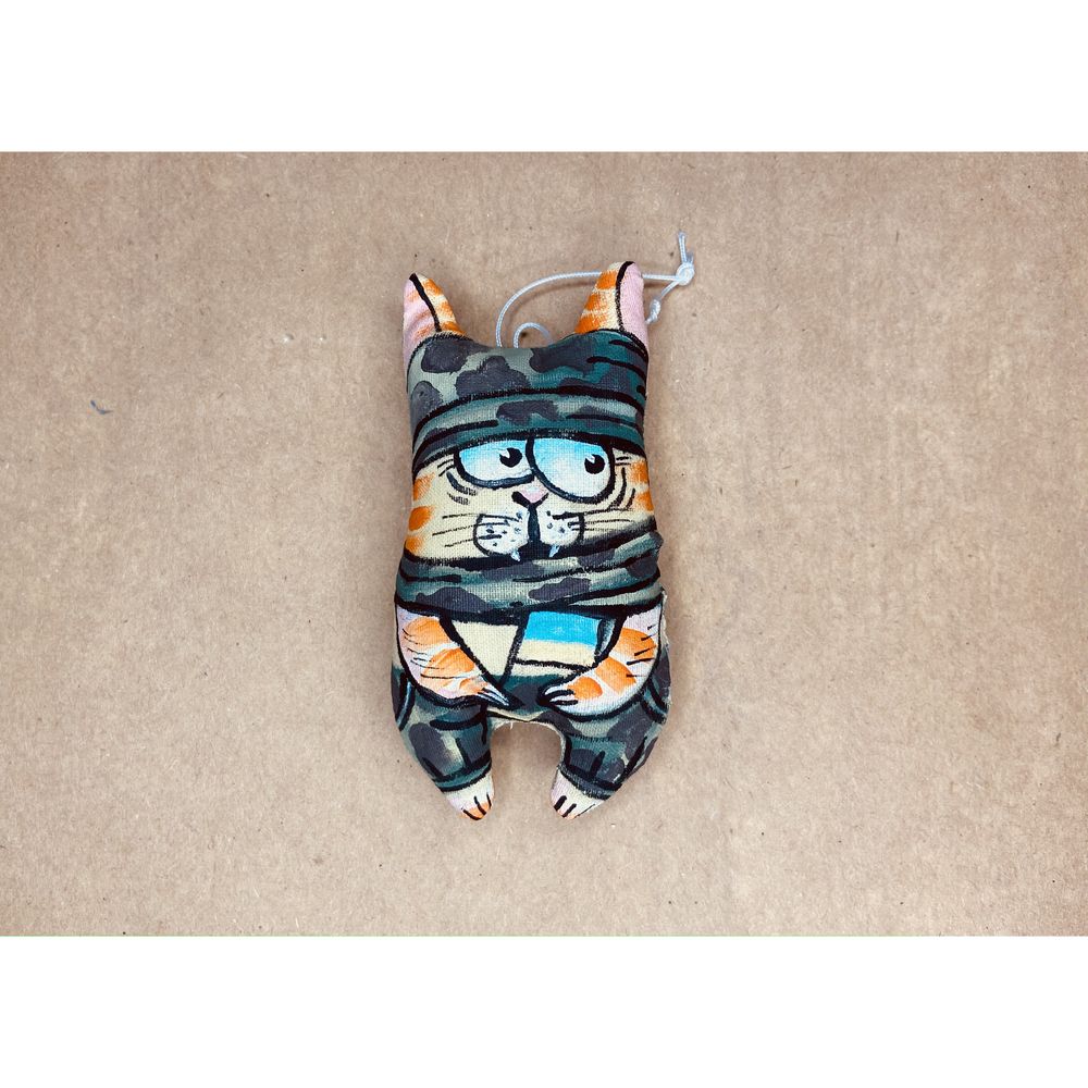 Toy Cat made of textile, drawn, size 8 cm 12770-zoiashyshkovska photo