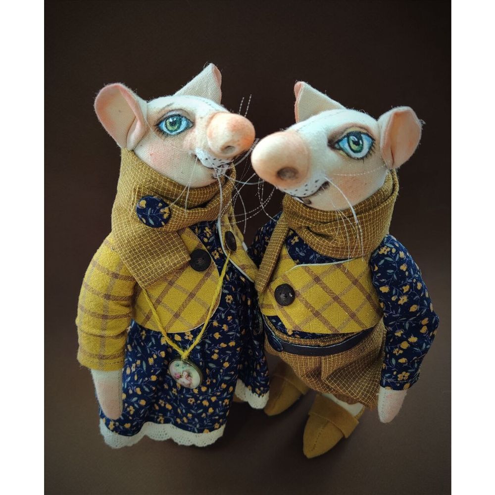 Текстильні інтер'єрні ляльки Сім'я пацюків пан і пані Васбург іграшки ручної роботи 11265-zoiashyshkovska фото
