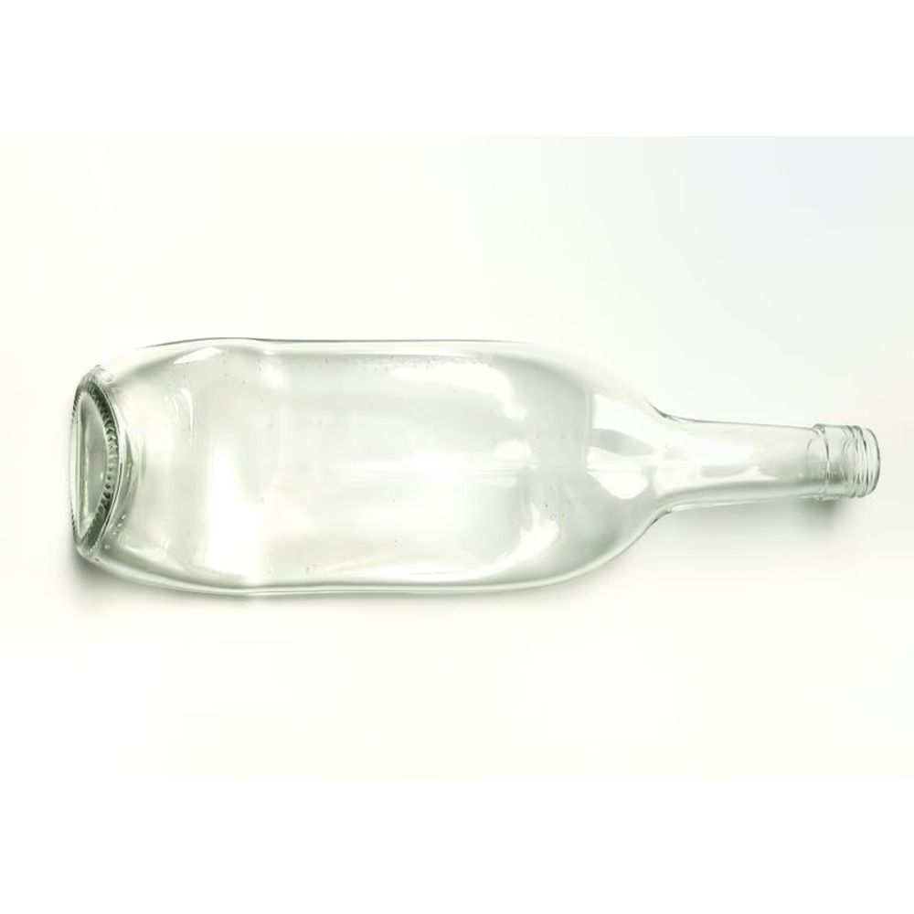 Glass transparent plate from a used and salvaged glass wine bottle for serving cheese slices, snacks, canapés Lay Bottle 17254-lay-bottle photo