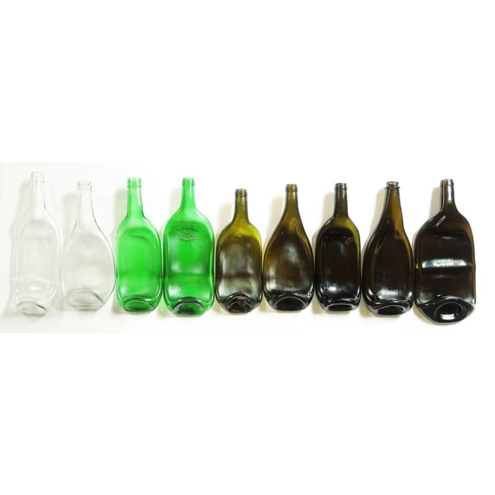 Glass transparent plate from a used and salvaged glass wine bottle for serving cheese slices, snacks, canapés Lay Bottle 17254-lay-bottle photo