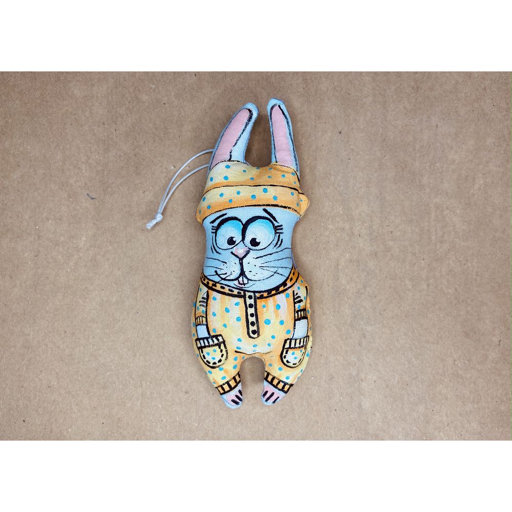 Toy Hare made of textile, drawn, size 8 cm 12771-zoiashyshkovska photo