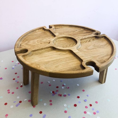 Wooden wine table with folding legs (Oak) 11205-woodluck photo